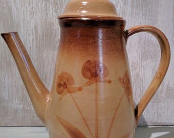 Stoneware Teapot Coffee Pot Hand Painted Drip Glaze
