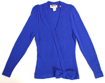 SALE*Vintage Women's Clothing • 1980’s Marni Knits • Royal Blue Wool Sweater • Bow Detailing •