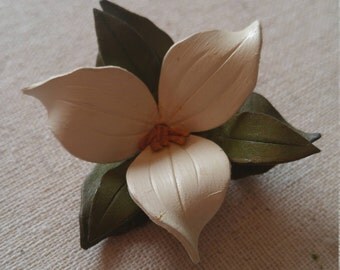 Leather Trillium Brooch