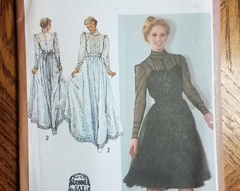 Vintage 1980's Simplicity 9585 Gunne Sax Evening Formal Dress Sewing Pattern Size 12 UNCUT