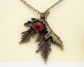 ACORN NECKLACE Lavender Acorn Necklace Red Acorn Necklace Cream Acorn Necklace Acorn Necklace Pearl Acorn Necklace Nature Woodland Necklace