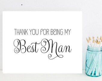 Card for Best Man - Best Man Thank You Card - Best Man Gift - Thank you for being my Best Man - wedding thank you cards - wedding thank you