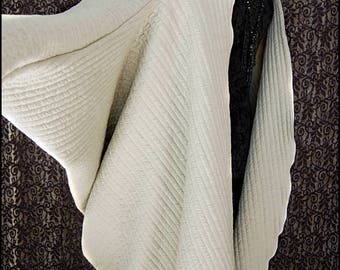 Avant Garde Art Deco Cocoon ~ Softly Quilted, Self-Lined Taupe Cotton Batwing Sleeved Kimono Robe by Kambriel - Brand New & Ready to Ship!