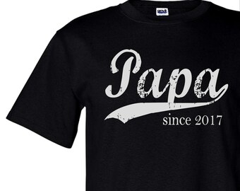 Men's Papa since 2017 t-shirt, screen print mens tshirt, father's day gift, new grandpa tee, custom mens shirt, husband gift
