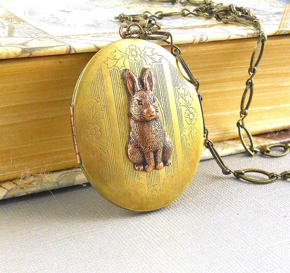 Large Rabbit Locket Locket Necklace Rabbit Locket Locket