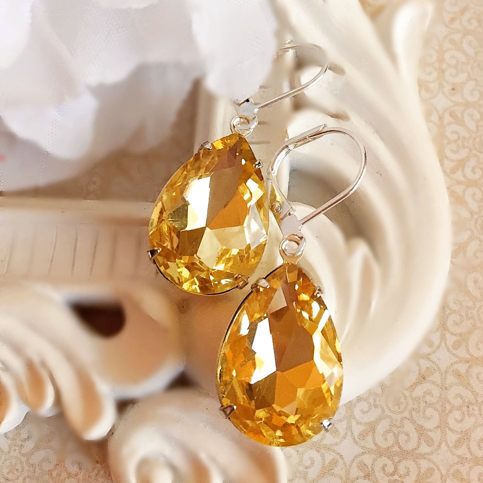 Spring Jewelry - Yellow - Spring Earrings - Silver - CAMBRIDGE Citrine