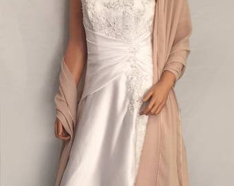 Chiffon bridal wrap wedding shawl scarf sheer prom bridesmaid evening cover up long shrug stole CW200 AVL IN champagne and 6 other colors
