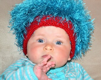Baby troll hat. Baby Halloween Baby blue hair beanie Baby wig hat. Baby hair hat. Baby shower gift. Photo prop. Baby girl clothes. Blue red.