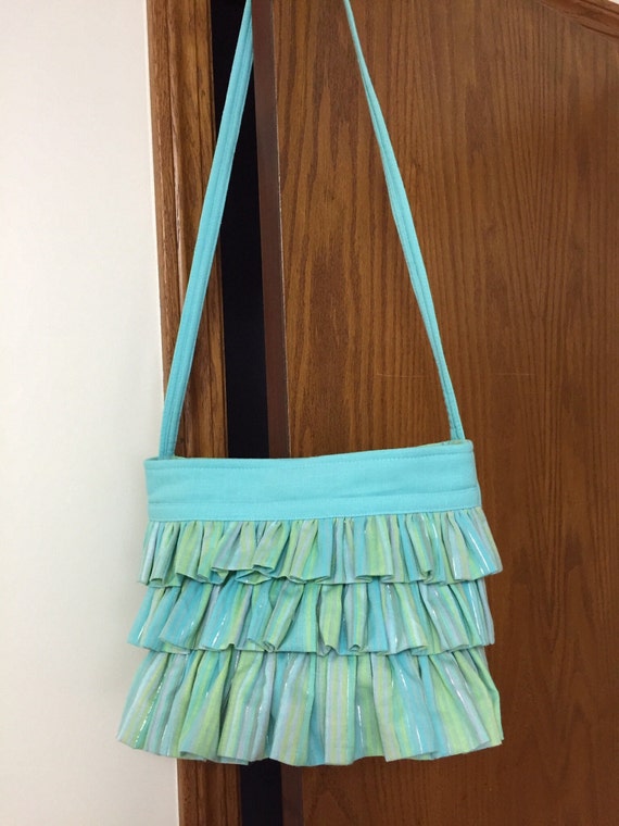 Turquoise Ruffled Shoulder Bag Crossbody Purse layered