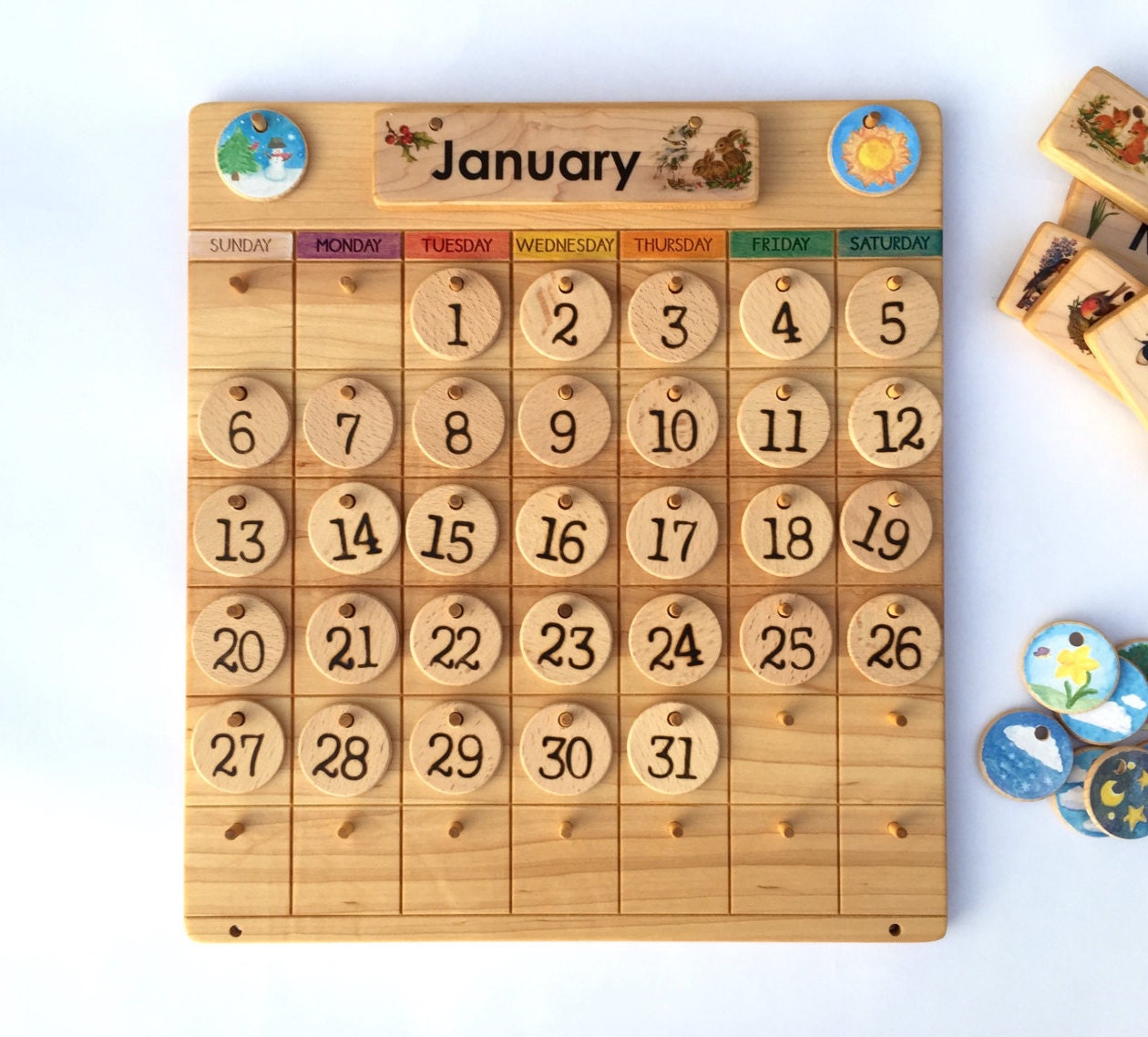 Wooden Perpetual Calendar Weather Chart Waldorf Calendar