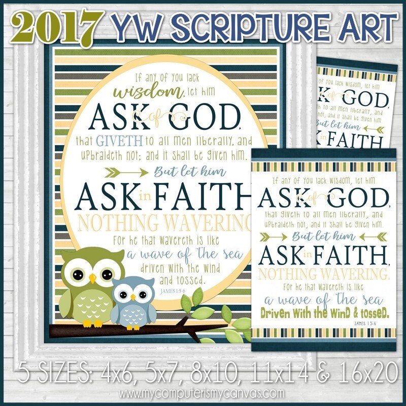 2017 YW Theme ASK of GOD Ask in Faith Subway Art Decor