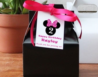12 - Personalized Mini Gable Boxes - Minnie Mouse Tag - Minnie Mouse Birthday Party Favors, Minnie Mouse Birthday, Minnie Mouse Favor Box