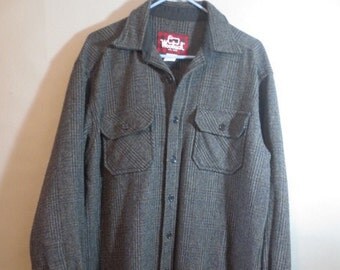 WOOLRICH // Wool Shirt/Jacket // Shadow Plaid // Flap Pockets...large