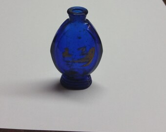 Vintage Cobalt Blue BourJois, Tiny Bottle, Evening In Paris,