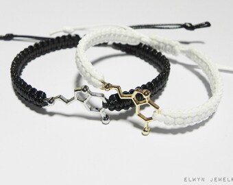 Couples Serotonin Bracelets, Matching Couple Bracelets, Chemistry, Molecule, Chemist Gift, Anniversary Gift, Boyfriend Gift, Girlfriend Gift