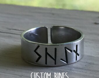 Silver Rune Ring - Custom - Women Viking - Norse Ring - Viking Ring - Viking Wedding - Pagan Ring - Elder Futhark - Runes - Vikings - Wiccan