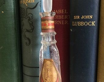 Vintage Glass Perfume Bottle Original Label Stopper "Red Rose" Atlanta