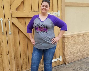 Cheer Mom Shirt, Cheerleader Mom, Cheer Tee, Glitter Cheer T-Shirt, Custom Cheer Tee, Cheer Bow, Team Mom, Cheer Competition, Cheer Life