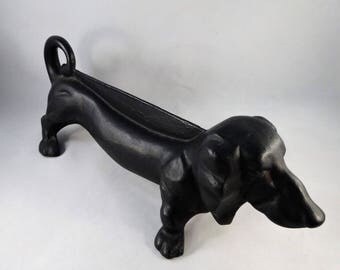 Dachshund Cast Iron Boot Scraper, Dachshund, Dog Doorstop, Cast Iron Figure, Vintage Dachshund Boot Scraper or Doorstop