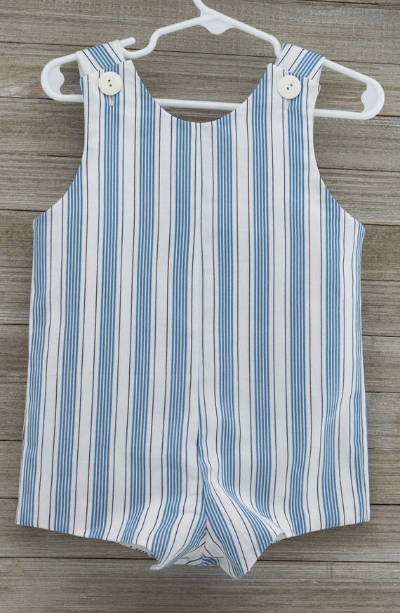 Custom made Blue Stripe Romper. Perfect for Beach Photos, Easter Sunday or as an everyday outfit this Spring/Summer!