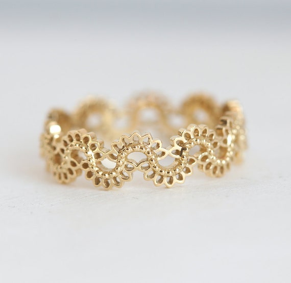 Gold Lace Band Lace Wedding Band Lace Wedding Ring by MinimalVS
