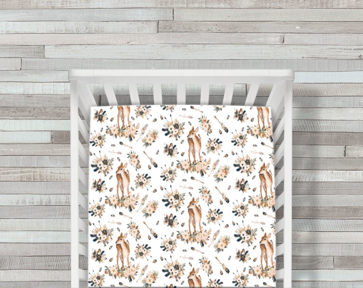 Boho Crib Sheet Crib Bedding Girl Deer Crib Sheet Deer Baby