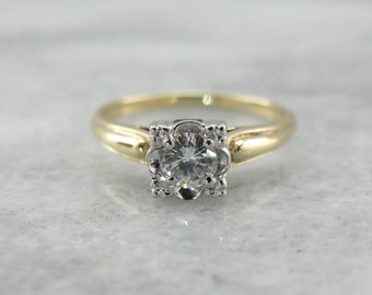 Bright Illusion Set Diamond Engagement Ring in Two Tone Gold DLXH28-N