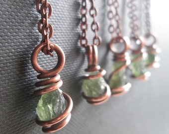 Moldavite Pendant / Moldavite Necklace / Moldavite Jewelry / Pure Copper / Tektite / Synergy 12 Crystal / Talisman Necklace / TRANSFORMATION