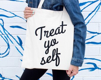 Bridesmaid Tote Bags, Treat Yo Self Tote Bag, Funny Tote Bag, Wedding Party Gift, Brunch, Bridal Shower, For Her, Market Bag, Grocery Bags