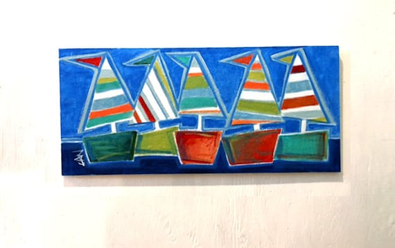 colorful sailboat wall decor