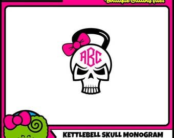 Kettlebell SVG Sugar Skull SVG Fitness SVG Bow Monogram Commercial Free Cricut Files Silhouette Files Digital Cut Files svg cuts