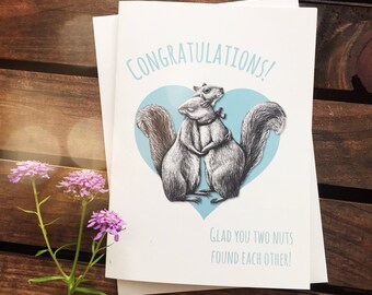 Cute Wedding Card - Funny Wedding Card - Funny Congratulations Card - Squirrel Wedding Card - A Couple of Nuts - Engagement Card