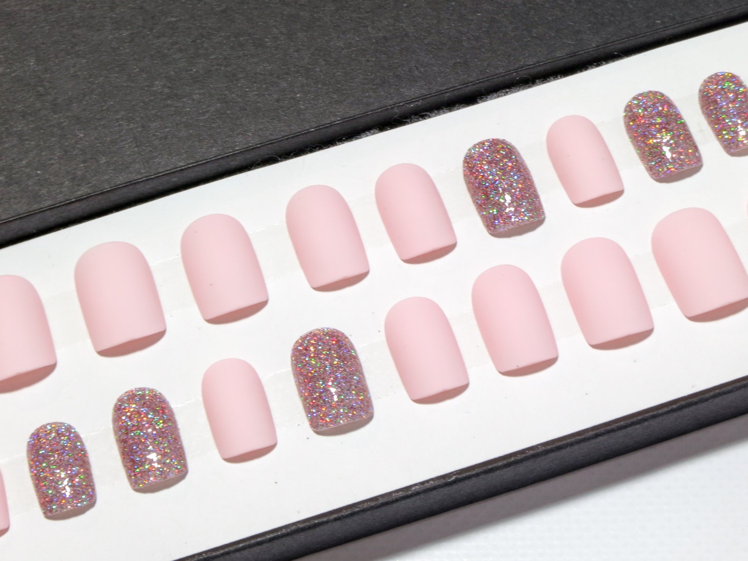 Rose Quartz Nails Short Matte Fake Nails by SarahsSparklesNails