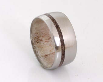 dinosaur bone ring antler ring antler wedding ring titanium wedding band mens wedding band fossil ring woman ring