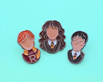 Magic Enamel Pins, Hermione Granger, Ron Weasley, Wizard Pin, Fantasy Pin Flair, Lapel Pin, Pin Badge, Stocking Stuffer