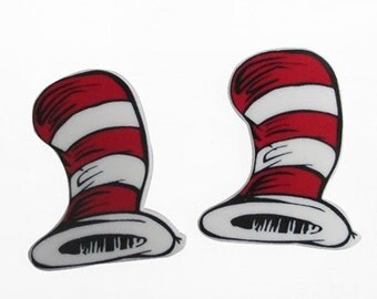 Dr Seuss The Hat-Planar Resin-Thing 1 Thing 2-Cat in the hat-Hair Bow Center-Craft-Supplies-Twins-Party Decor-Red White Blue-Party favor