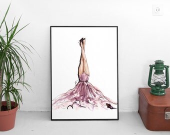 Fashion Print,Fashion Illustration,Fashion Poster,Fashion Wall Art,Fashion Watercolor,Fashion Sketch,Vogue Print,Large wall art,"Bottoms up"