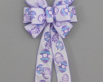 Lavender Easter Egg Wreath Bow - Easter Wreath Bows, Spring Bow, Easter Basket Bow, Spring Wreath Bow, Easter Decorations