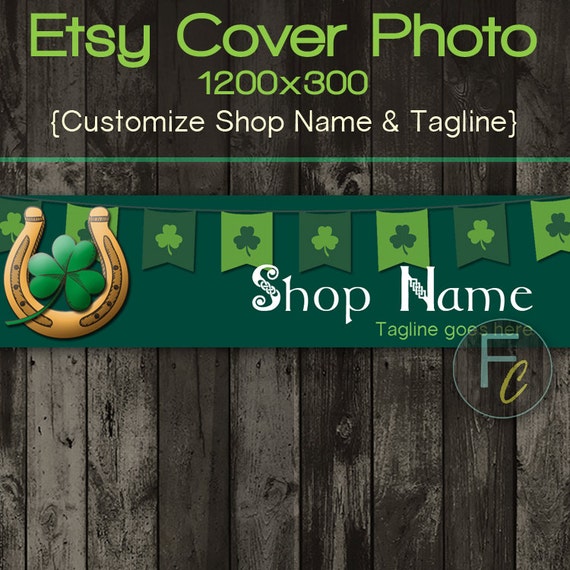 Etsy Shop Cover Photo 1200x300 Premade St. Patrick's Day