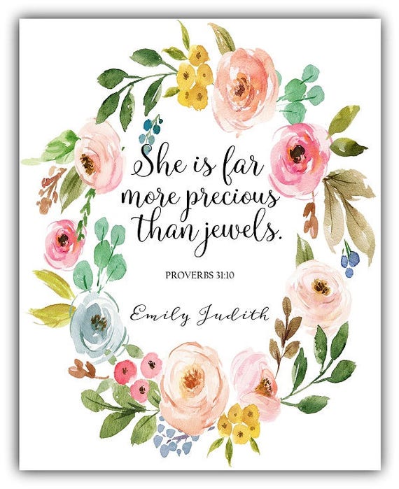 She Is Far More Precious Than Jewels Print Or Canvas Custom