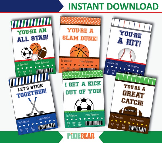 Sports Valentine Cards For Kids Sports Valentines Day Cards Sports 