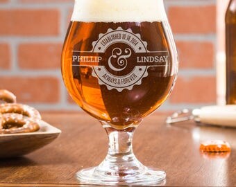 Bride Groom Beer Glass, Etched Glass, Father Of The Bride Glass, Monogram Glass, Wedding Beer Glass, Bridal Beer Glass, Personalized Glass