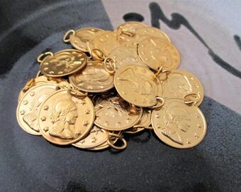 20mm Gold Plated Stamped Coin Charms
