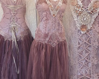 Boho wedding dress rose,bridal gown rose,beach wedding dress rose,open back wedding dress,boho wedding blush,rustic wedding dress, tattered