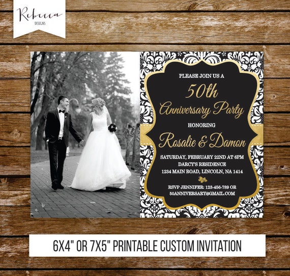 50 wedding  anniversary  invitation  gold anniversary  party 