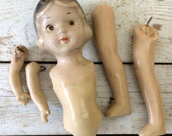 Vintage Composite Doll, Girl Toy Doll