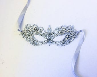 Fifty Shades Darker Mask, Ana Steele Mask, Anna Steele Masquerade Silver face Mask with Rhinestones