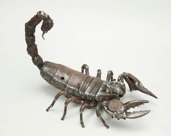 Metal Sculpture of a Scorpion, Welded Scrap Metal, Arachnid Sculpture, Repurposed, Reclaimed, Recycled, Metal Art