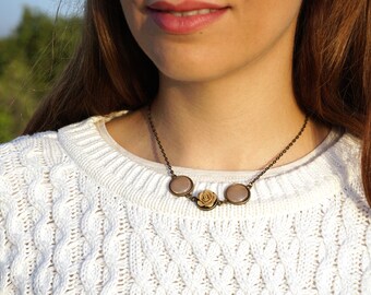 Tan Rose Necklace Light Brown Necklace Nude Necklace Beige Bridesmaid boho necklace Boho jewelry for her Unique necklaces for women gifts