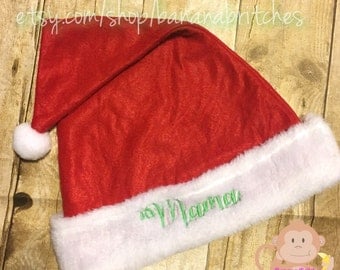 Personalized Santa Hat ONE SIZE Adults Kids Christmas Holiday Santa Claus